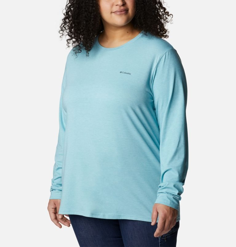 Tricouri Columbia Sun Trek Long Sleeve Dama Turcoaz | Plus Size XW9SZQMA1